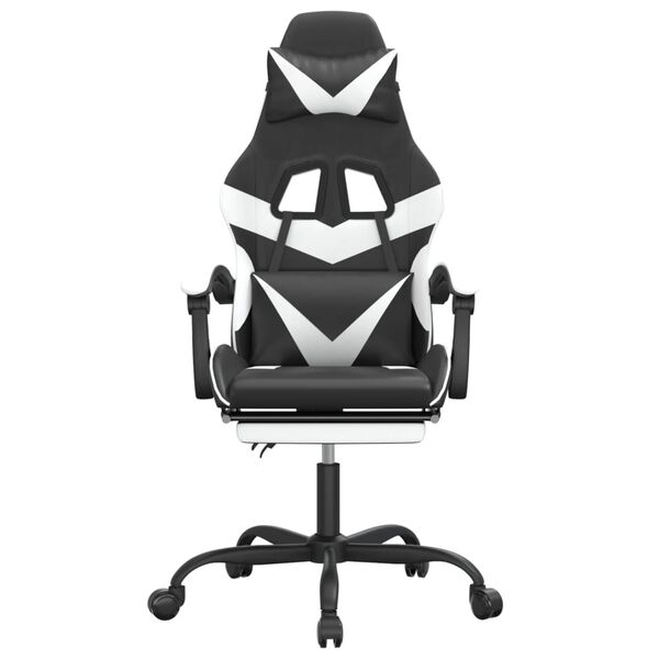 vidaXL Gaming Chair Black and White Faux leather, Metal, Plywood, Foam