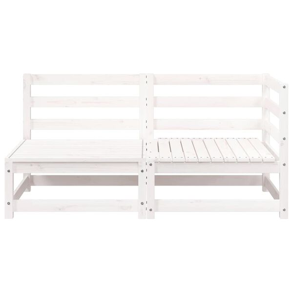 vidaXL Garden Sofa White Solid pine wood 2-Seater Modular Garden Sofa