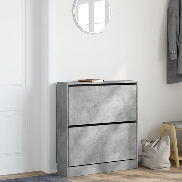 vidaXL Shoe Cabinet Concrete Grey Engineered Wood Compact Shoe Cabinet
