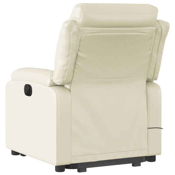 vidaXL Stand up Massage Recliner Chair Cream Faux Leather