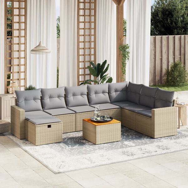 vidaXL Garden Sofa Set Mix Beige PE rattan Large Modular