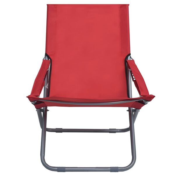 vidaXL Folding Beach Chairs 2 pcs Fabric Red