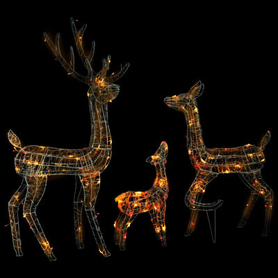 vidaXL Acrylic Reindeer Family Christmas Decoration 300 LED Colorful