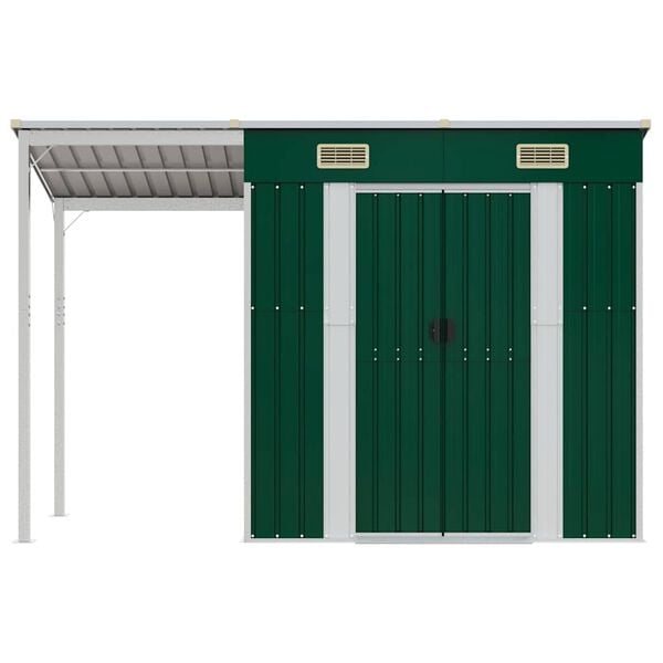 vidaXL Garden Shed Green Galvanized steel, Plastic Large Garden Shed