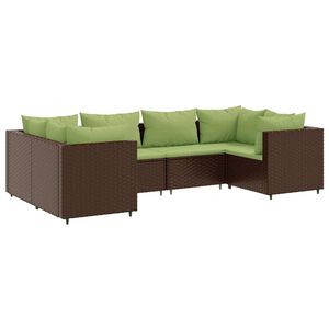 vidaXL Patio Lounge Set Brown PE rattan, Powder-Coated Steel, Polyester