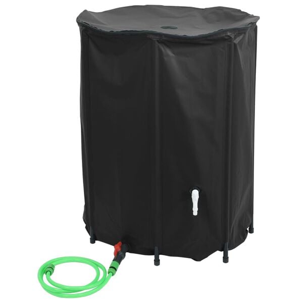 vidaXL Water Tank Black PVC Medium Foldable Water Tank Cylindrical