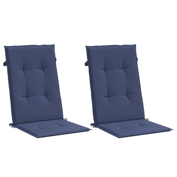vidaXL Highback Chair Cushion Set of 2 Navy Blue 100% polyester