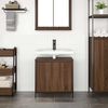 vidaXL Bathroom Basin Cabinet Brown Oak Engineered wood, steel Medium