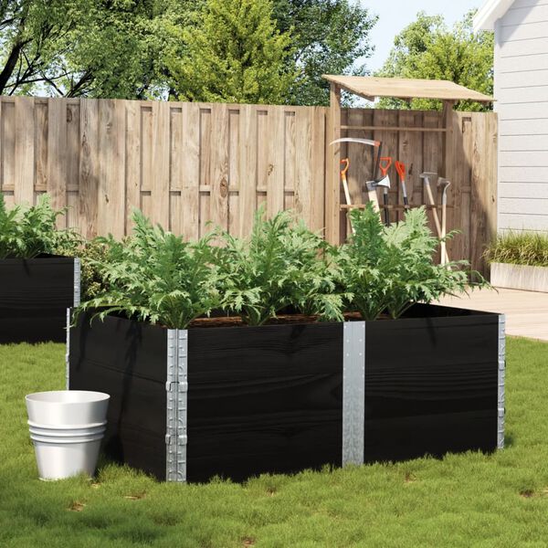 vidaXL Garden Planter Black Solid pine wood Large Foldable