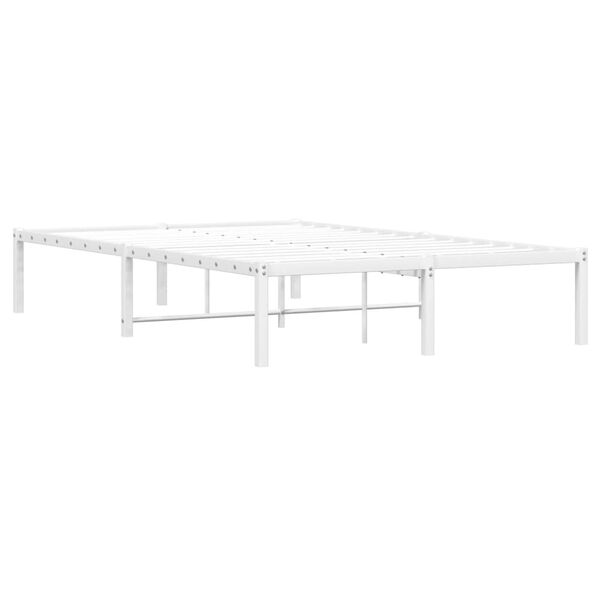 vidaXL Metal Bed Frame White Steel Small Double Stylish Modern