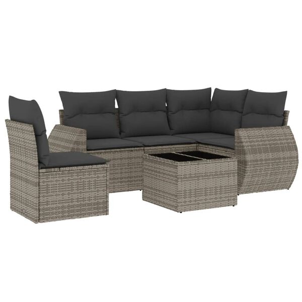 vidaXL Garden Sofa Set Gray PE Rattan Medium Removable Covers