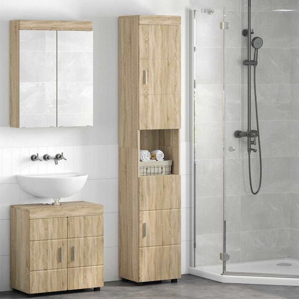 vidaXL Bathroom Cabinet Set TULUM Sonoma Oak 14.57 x 12.40 x 79.92 in