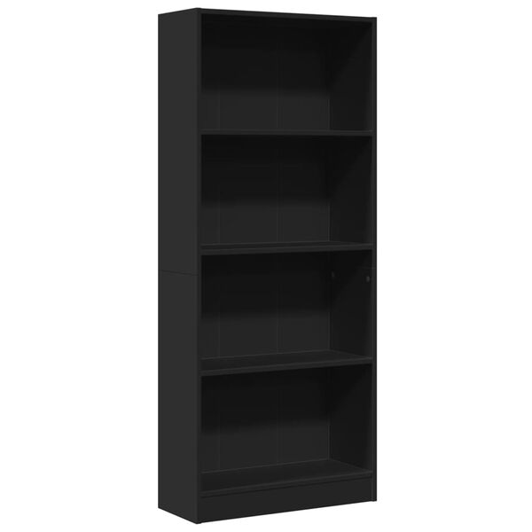 vidaXL Bookcase Black Engineered Wood Standard Bookcase Rectangular