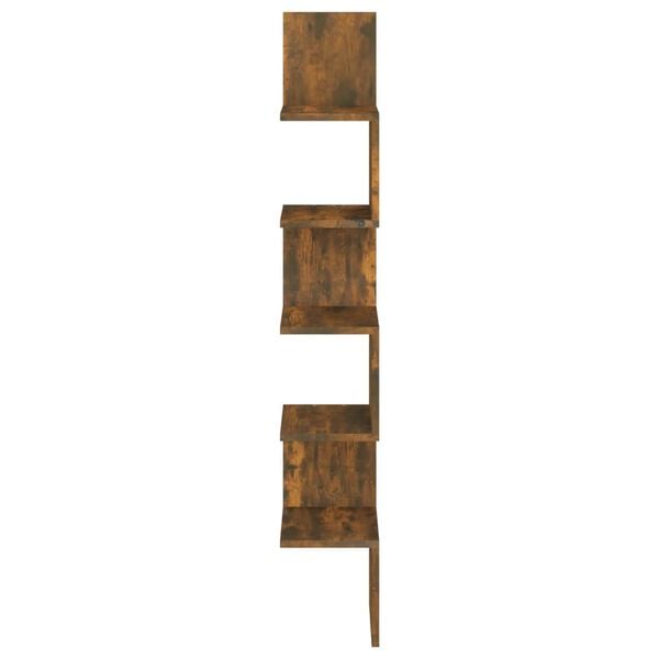 vidaXL Wall Corner Shelf Smoked oak Engineered wood Large Wall mounting