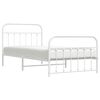 vidaXL Bed Frame White Powder-Coated Steel Single Bed Frame