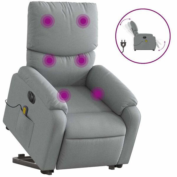 vidaXL Electric Stand Up Massage Recliner Chair Light gray