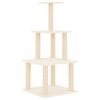 vidaXL Cat Tree Cream Engineered wood, plush, sisal Medium Durable