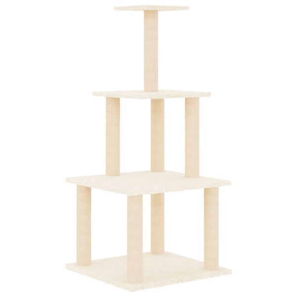 vidaXL Cat Tree Cream Engineered wood, plush, sisal Medium Durable