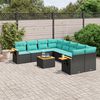 vidaXL 9 Piece Patio Sofa Set with Cushions Black Poly Rattan (US only)