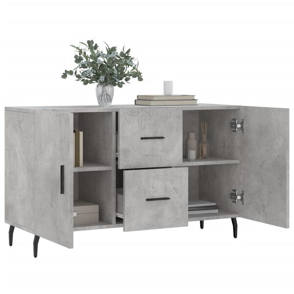 vidaXL Sideboard Concrete Gray Engineered Wood, Metal Medium Modern