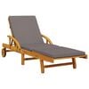 vidaXL Sun Lounger Set of 2 Brown, Dark Grey Solid acacia wood Large