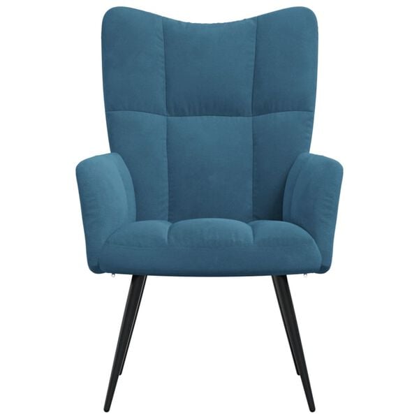 vidaXL Relaxing Chair Blue Velvet (100% polyester), steel Medium