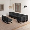 vidaXL Garden Lounge Set Black Solid pine wood, fabric (100% polyester)