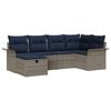 vidaXL Garden Sofa Set with Cushion 6 pcs Grey and Navy Poly Rattan