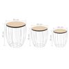vidaXL Coffee Table Set of 3 Wood top and white frame