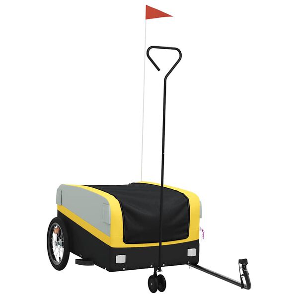 vidaXL Bike Trailer Black and Yellow 99.2 lb Iron