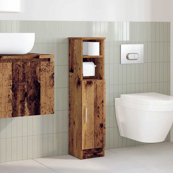 vidaXL Bathroom Cabinet Old wood Engineered wood Slim, Tall