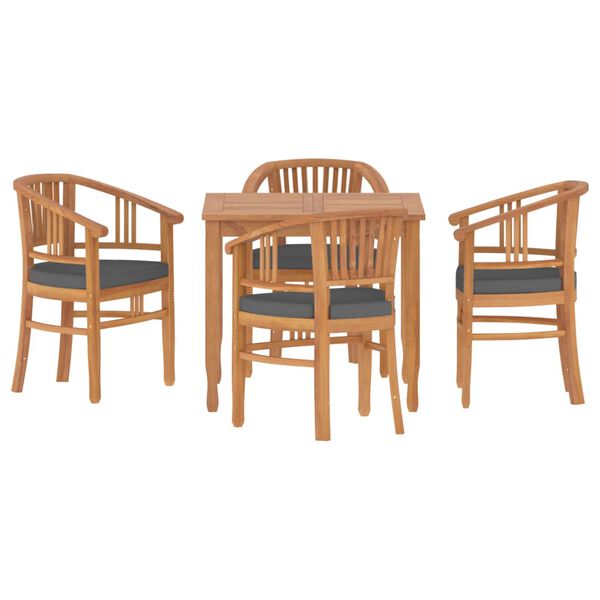 vidaXL Patio Dining Set Set of 4 Dark Gray, Teak