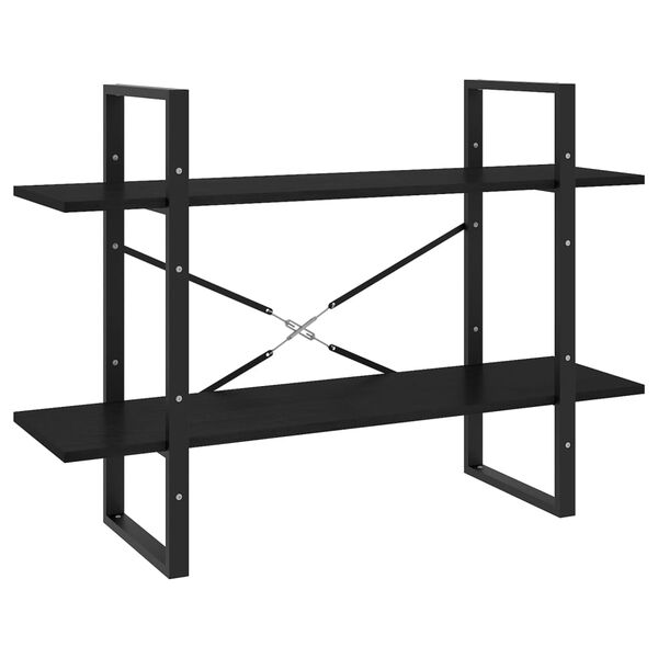 vidaXL Book Cabinet Black Solid Pine Wood, Metal Medium Book Cabinet