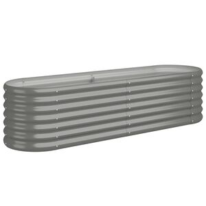 vidaXL Garden Raised Bed Grey Powder-coated steel 59.8 x 15.7 x 14.2 in