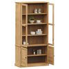 vidaXL Glass Display Cabinet Honey wood tone