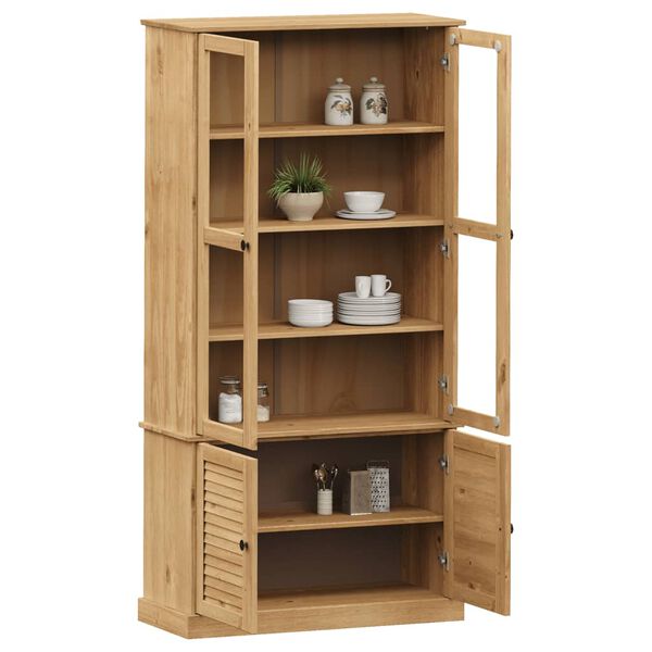 vidaXL Glass Display Cabinet Honey wood tone