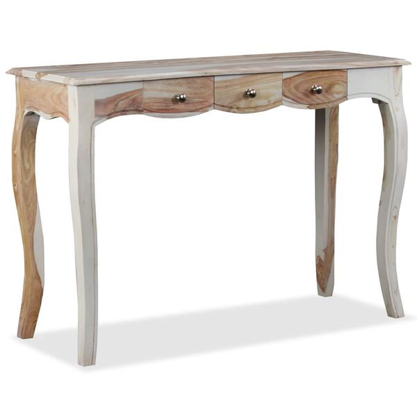 vidaXL Console Table Brown and white Solid Acacia wood