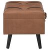 vidaXL Stool Brown Faux leather, Solid wood Medium Stool Rectangular
