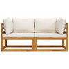 vidaXL Corner Sofa Cream white Solid acacia wood Standard two-seater
