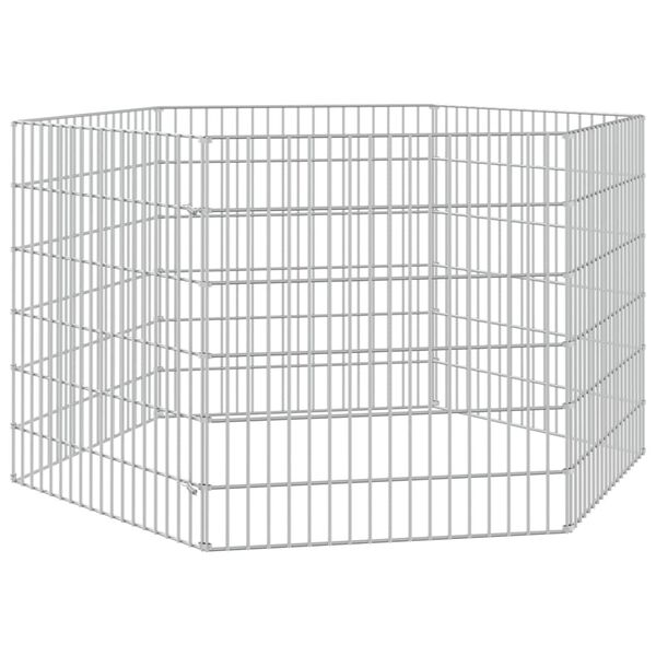 vidaXL Animal Enclosure Silver Galvanized iron 6-Panel