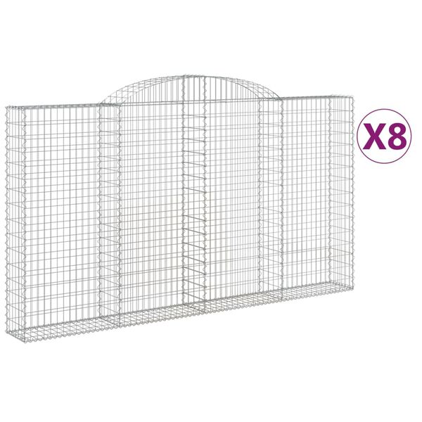 vidaXL Arched Gabion Baskets 8 pcs 118.1x11.8x160/180" Galvanised Iron