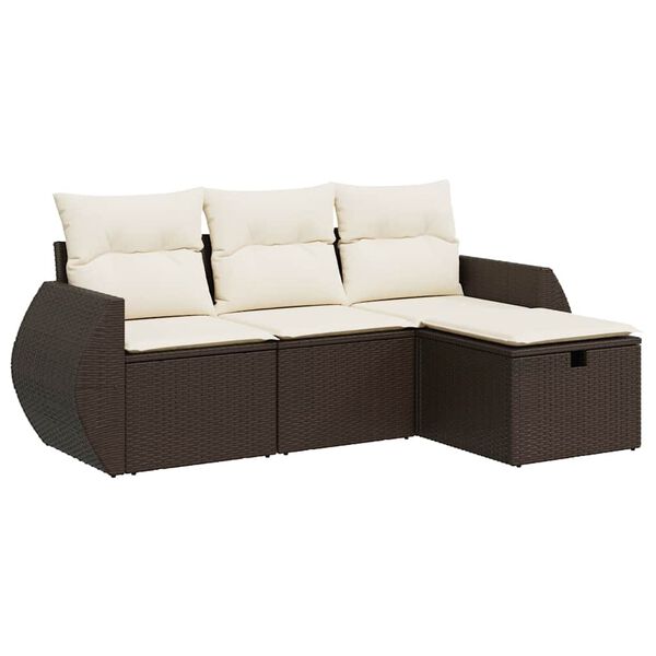 vidaXL Garden Sofa Set Brown, Cream White