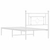 vidaXL Bed Frame White Powder-Coated Steel Twin Bed Frame Rectangular