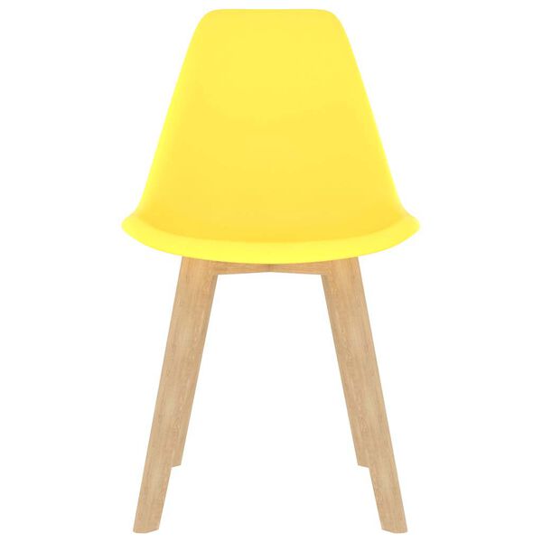 vidaXL Dining Chair Set of 4 Yellow Polypropylene, Beechwood Standard