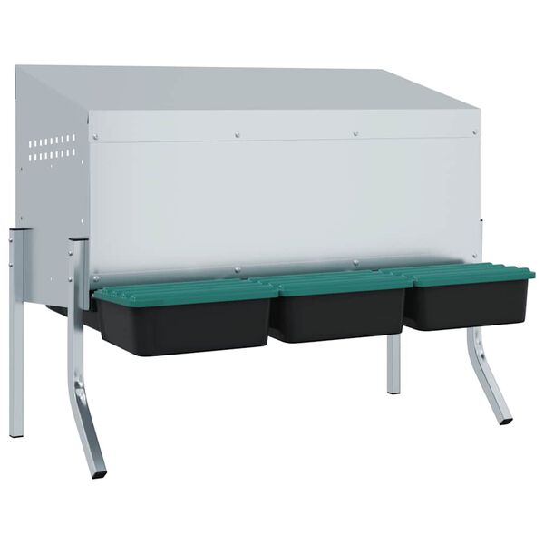 vidaXL Chicken Nesting Box 3 Compartments with Legs Galvanised Steel