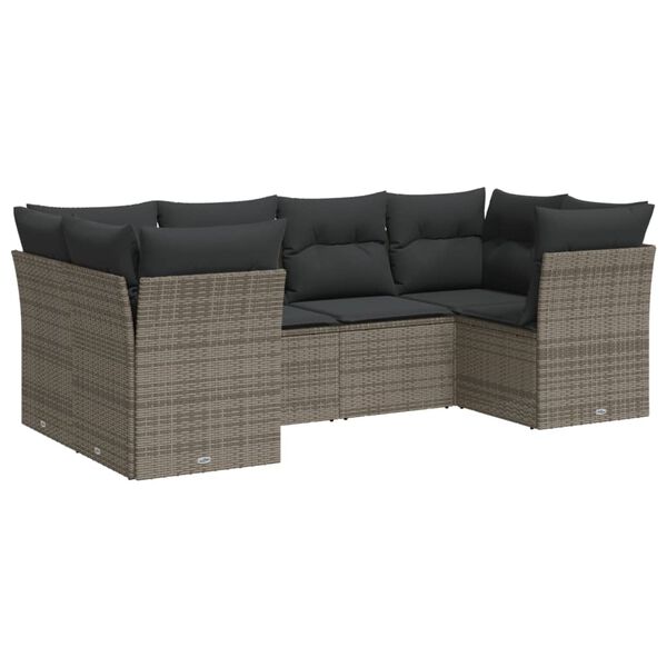 vidaXL Garden Sofa Set Grey PE Rattan Large Removable Covers