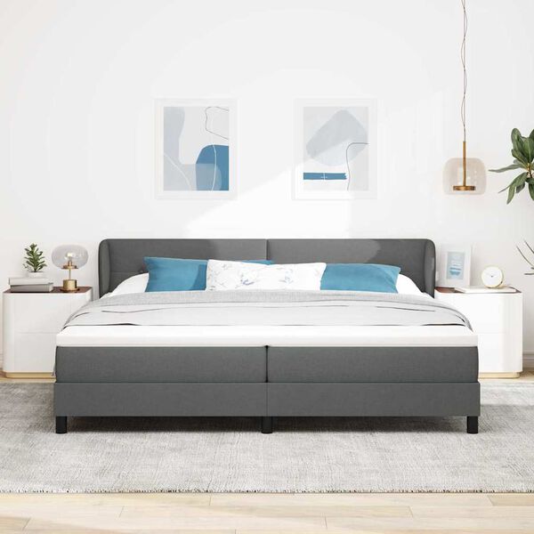 vidaXL Box Spring Bed with Mattress Dark grey 78.74 x 78.74 in Fabric