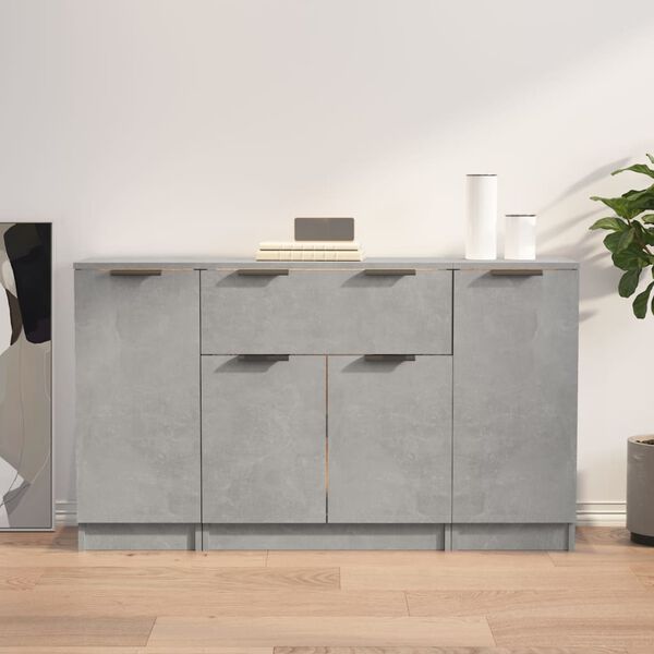 vidaXL Sideboards 3 pcs Concrete Gray Engineered Wood