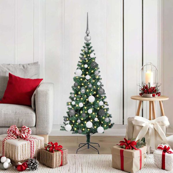 vidaXL Artificial Pre-lit Christmas Tree Green 47.2" PVC and Metal