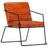 vidaXL Armchair Tan and black Genuine leather and powder-coated steel
